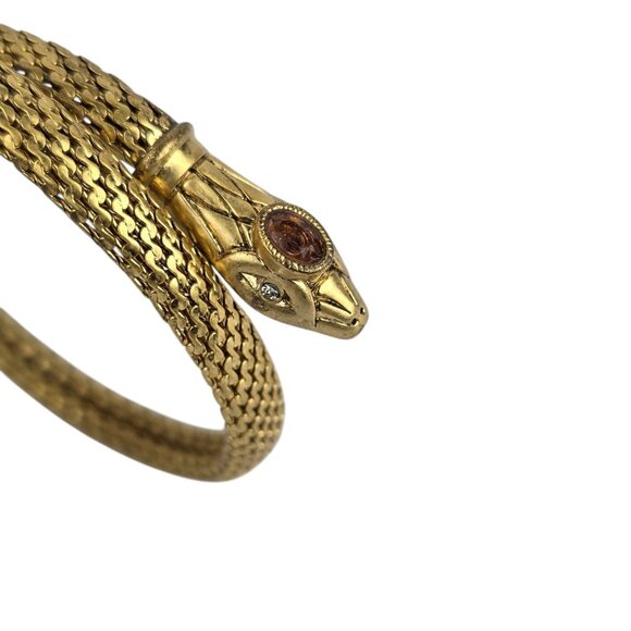 Sign Stella Dot Double Snake Head Serpant Bracelet Orange Topaz Gold-Tone - Picture 2 of 6